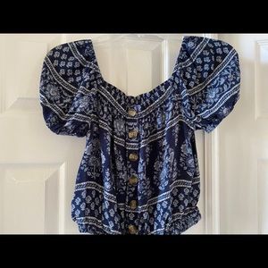navy off the shoulder blouse